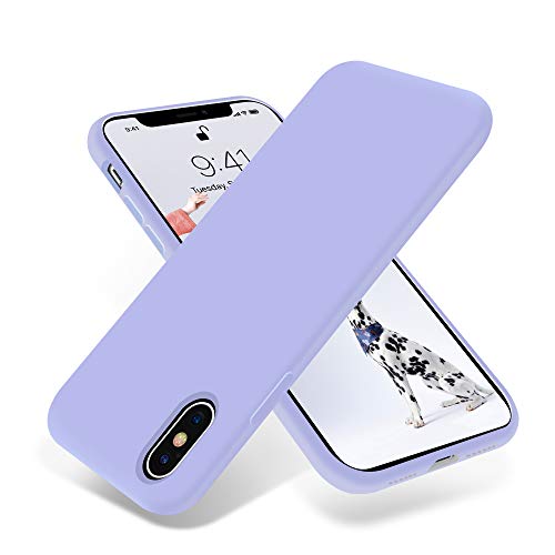 OTOFLY Funda de goma de gel de silicona líquida a prueba de golpes para iPhone Xs/iPhone X, antiarañazos y huellas dactilares, compatible con iPhone X/iPhone Xs de 5.8 pulgadas (2018), (morado claro)