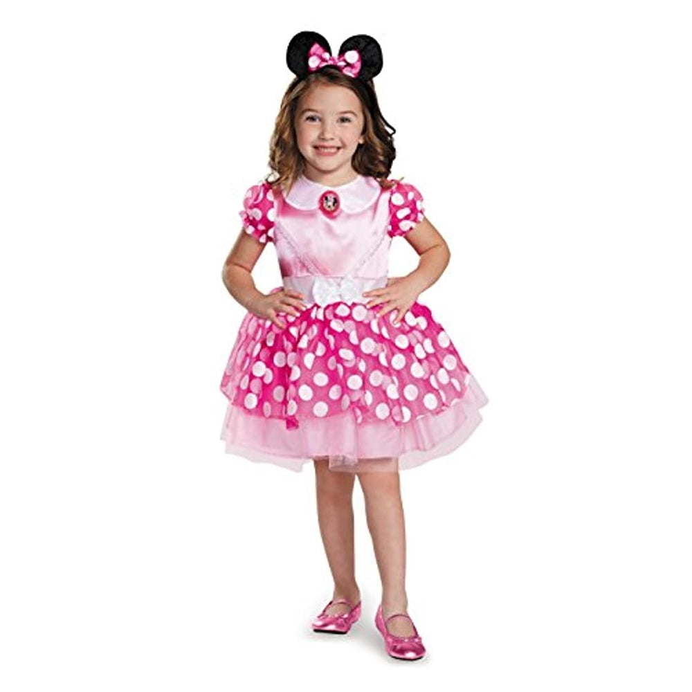 Disfraz de Minnie Mouse rosa para niños pequeños, talla M