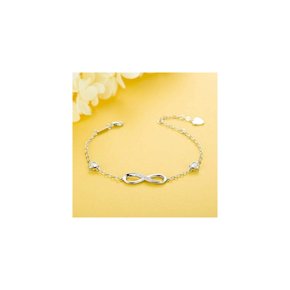 Pulseras de plata de ley 925 para mujer con símbolo