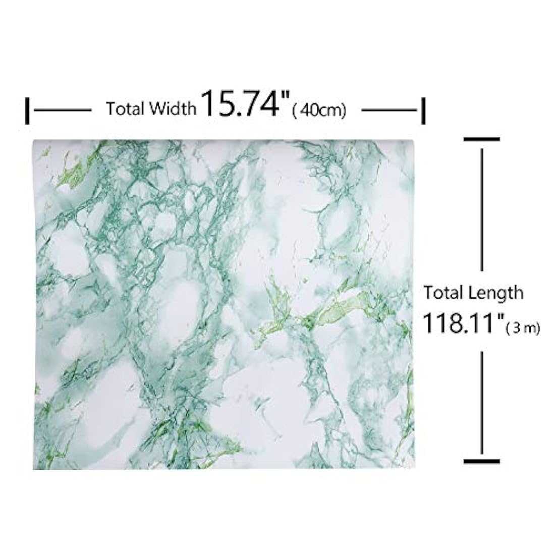Papel vinilo adhesivo tipo mármol verde (15.74x118.11)