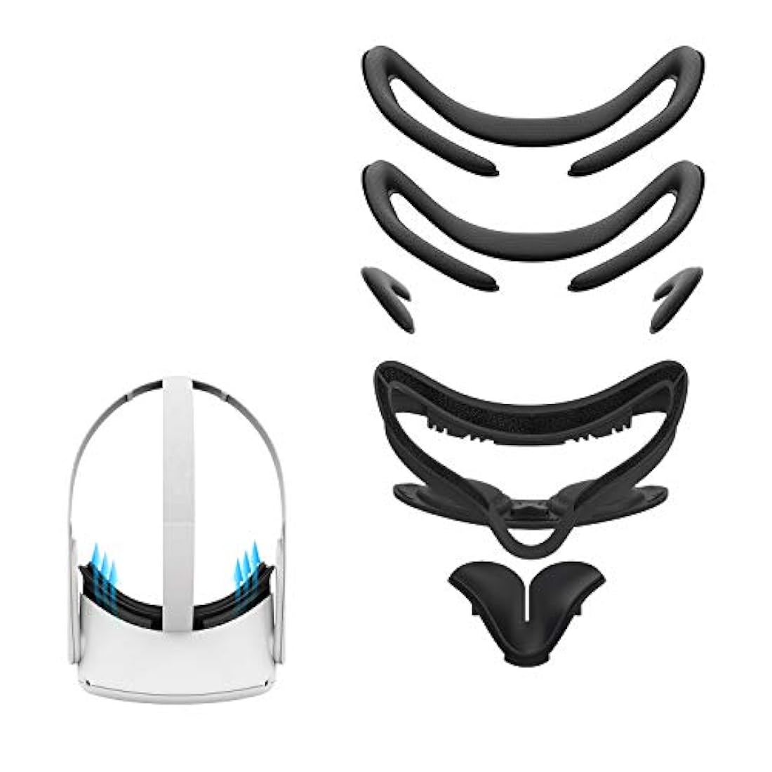 Juego de 7 piezas para Oculus Quest 2 (Negro, 7 en 1)