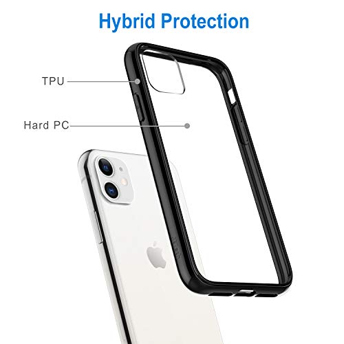 JETech - Funda para iPhone 11 (2019), 6.1 pulgadas, cubierta a prueba de golpes, parte trasera transparente anti rayones