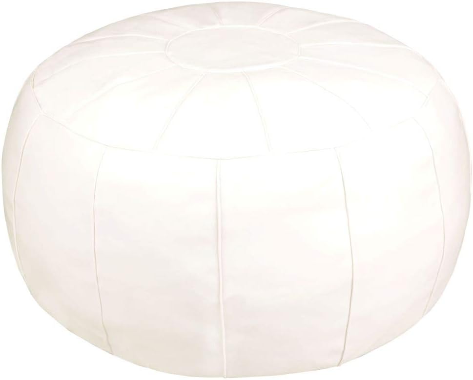 Otomana redonda de cuero, asiento decorativo y almacenamiento