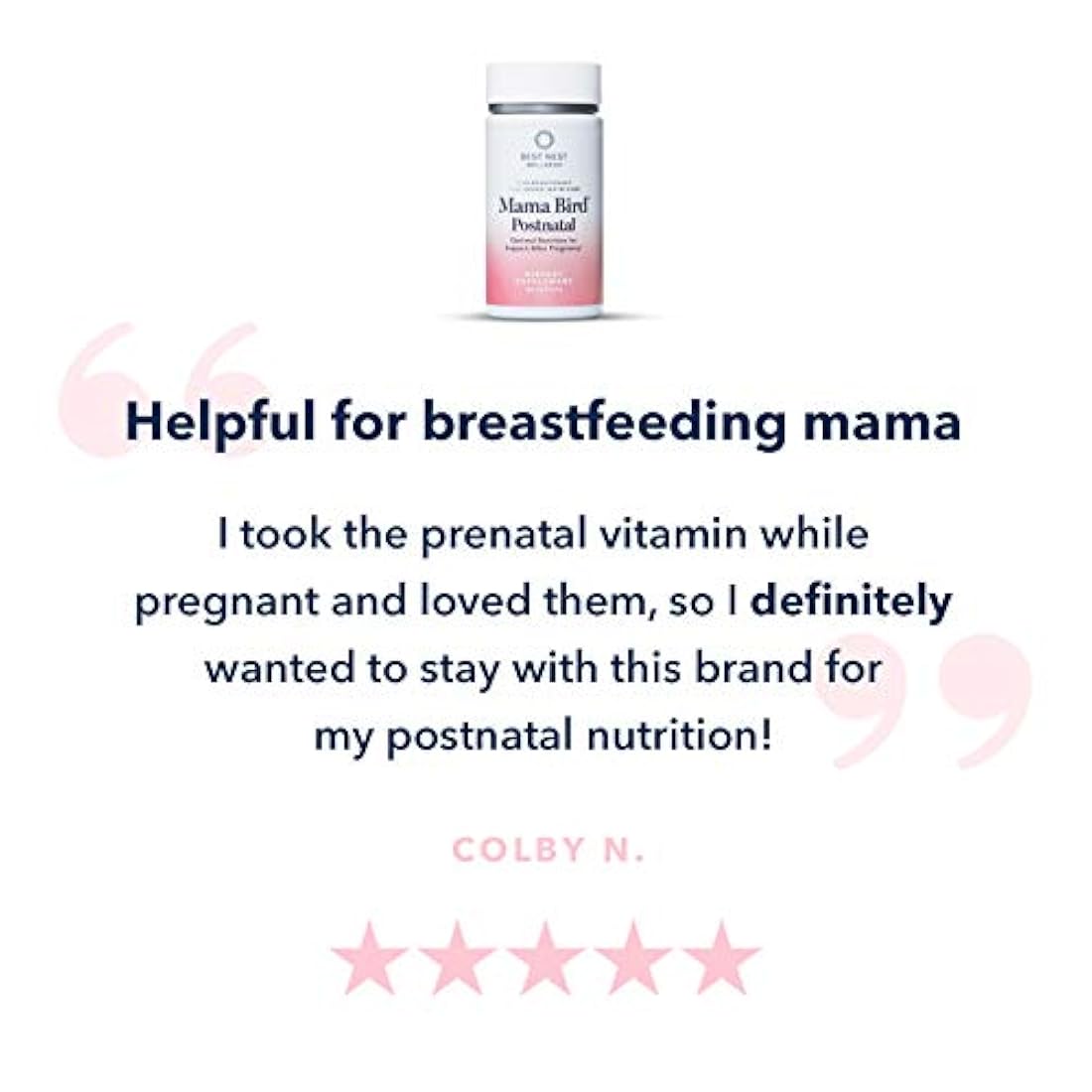 Best Nest Wellness - Mama Bird Postnatal -Vitamina posnatal, una vez al día, hecha con alimentos enteros, mezcla orgánica, L-metilfolato (ácido fólico) y metilcobalamina (B12), fácil de tragar, 100 % vitamina natural (30 unidades), 1