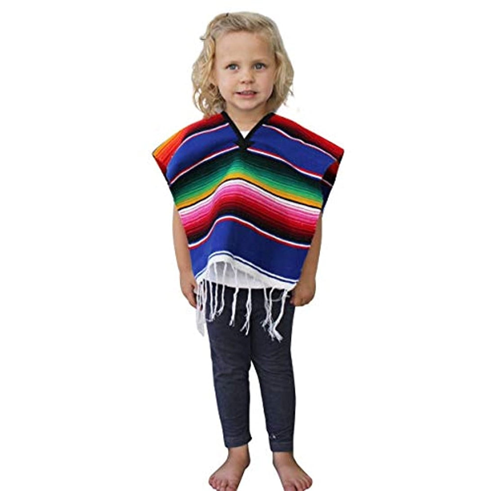 Disfraces de poncho mexicano para niños de 2 a 14 años