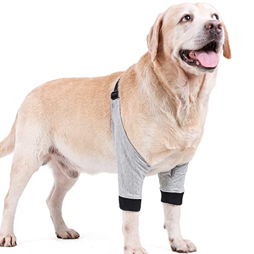 Yealay Manga de recuperación para las piernas delanteras de perro, suave, acolchado, codo para perro, protector de heridas, pantalones cortos para perros pequeños y medianos (S)