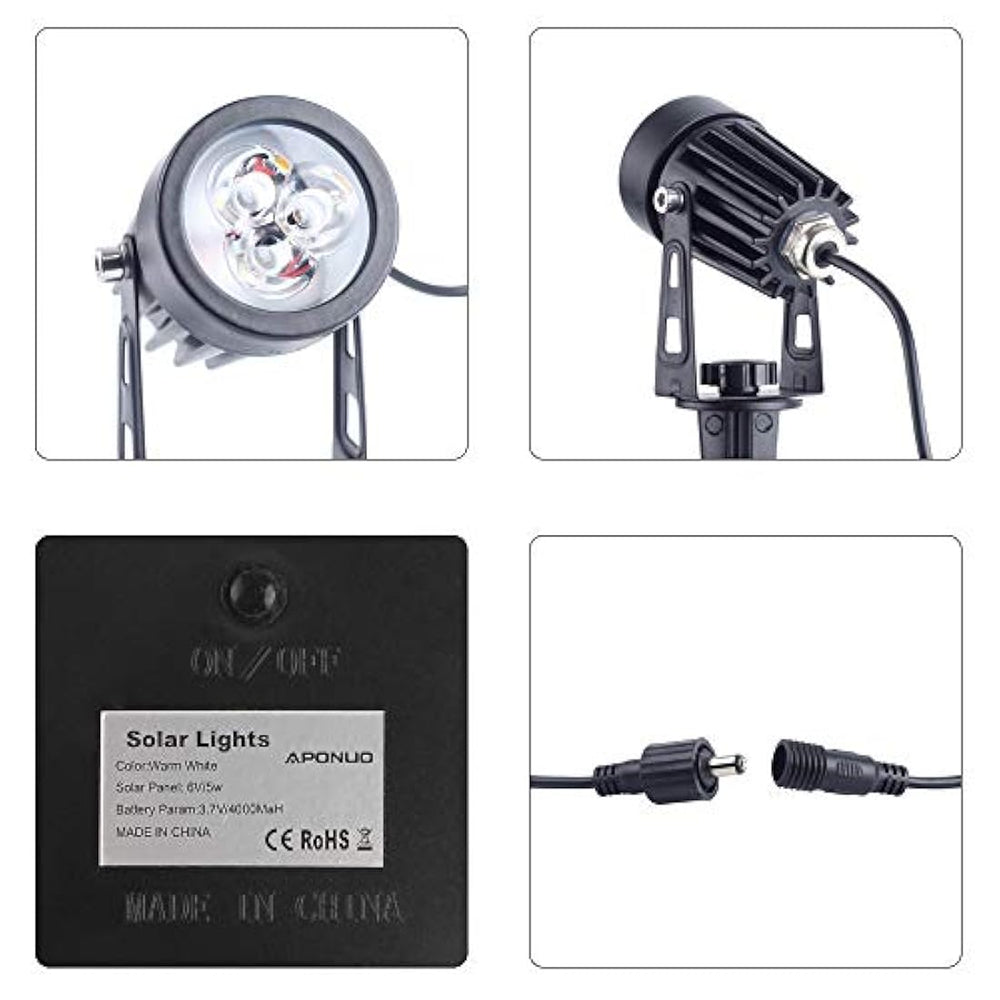 APONUO  Foco solar solar para exteriores de bajo voltaje