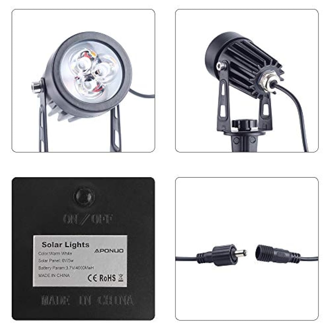 APONUO  Foco solar solar para exteriores de bajo voltaje