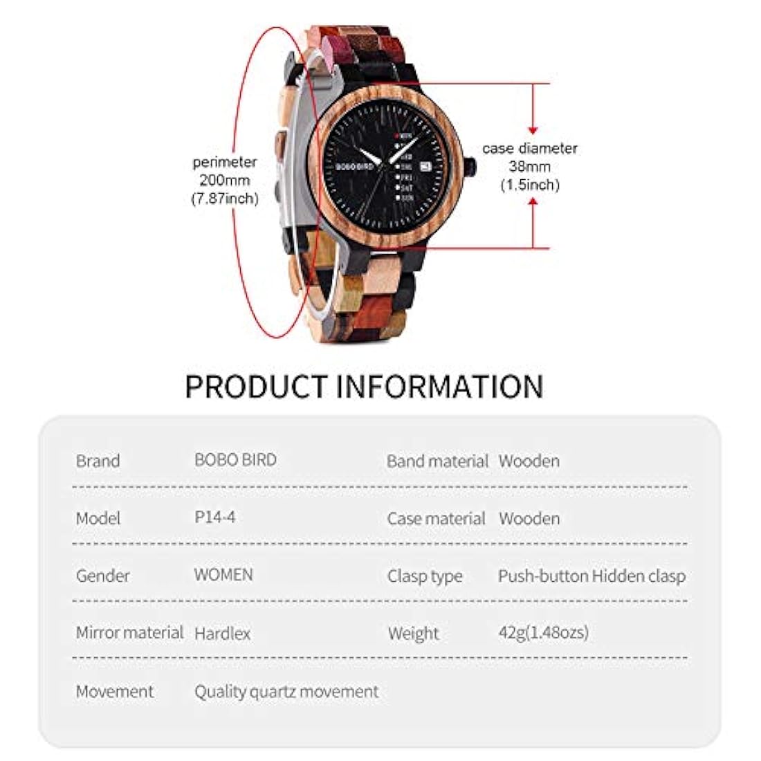 Relojes para mujer de madera de bambú coloridos relojes