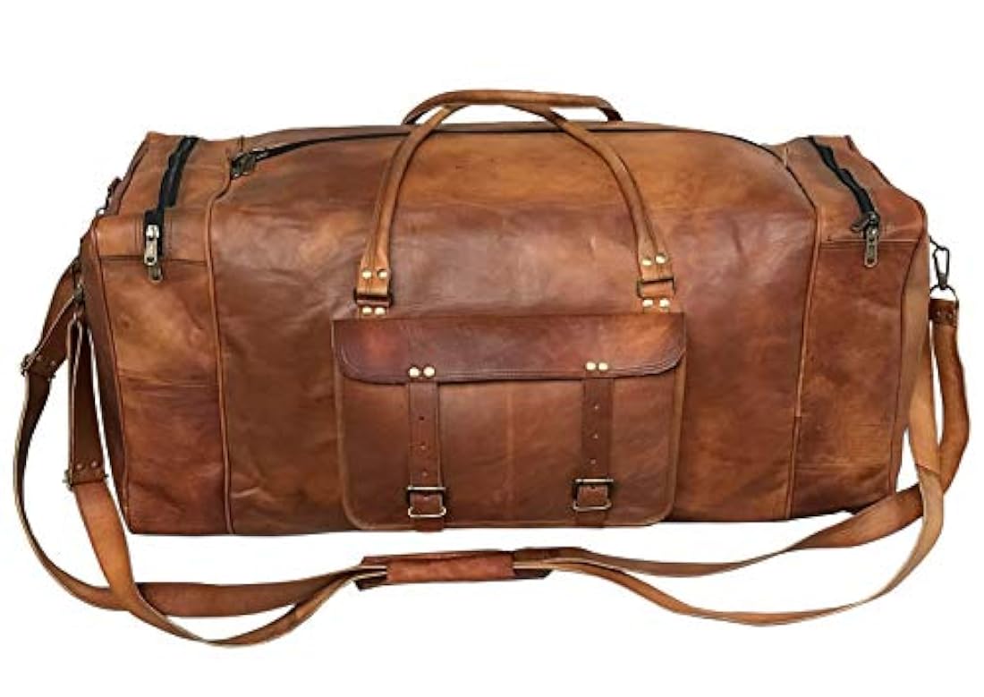 Bolsa de viaje grande de cuero de 32 pulgadas, Marron