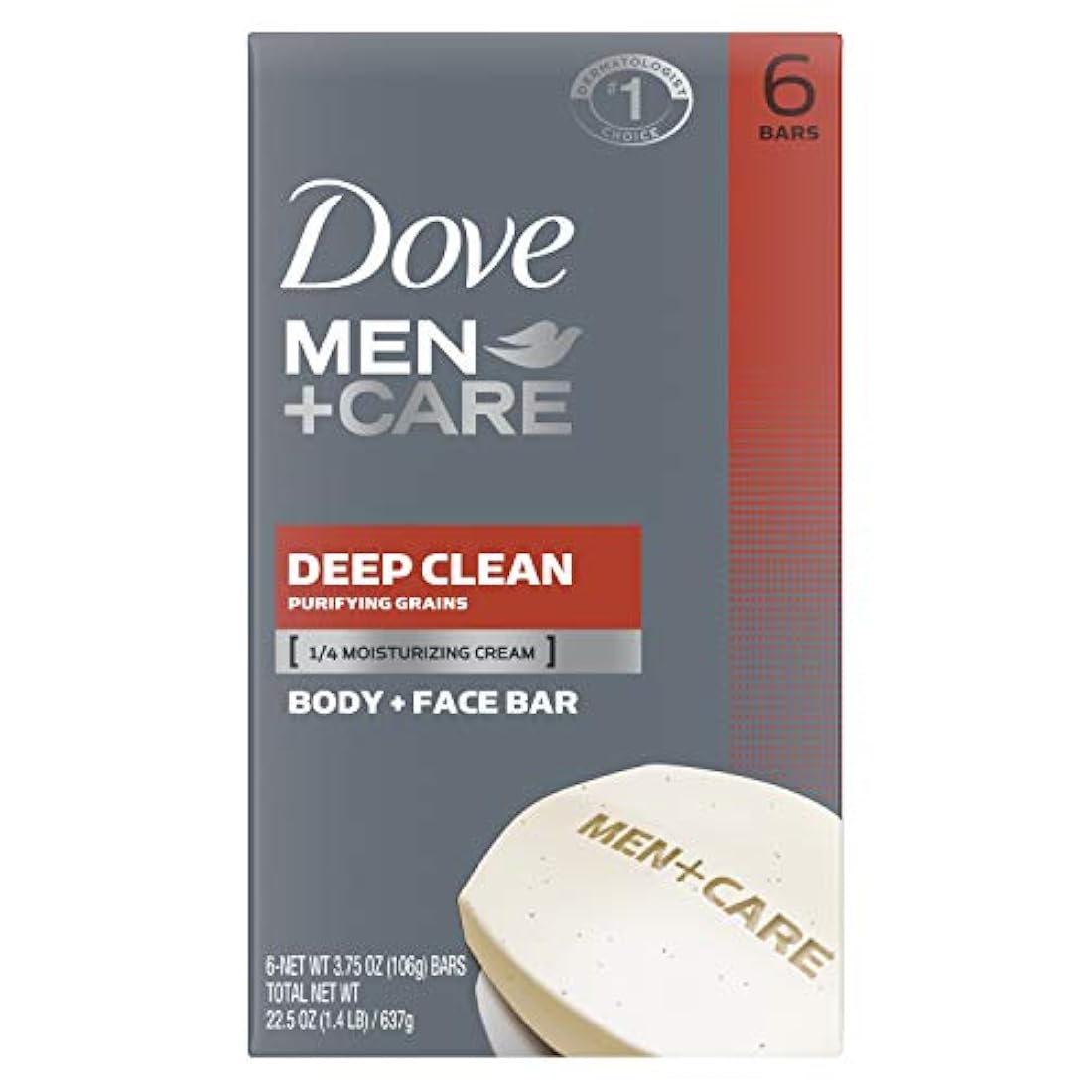 Dove Men + Care Cuerpo y la Cara Bar, Deep Clean 4 oz, 6 bar