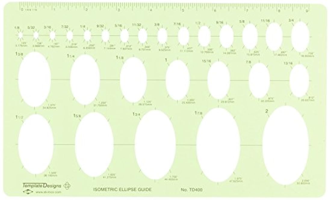 Alvin TD400 Isométrica Ellipse guía de la plantilla