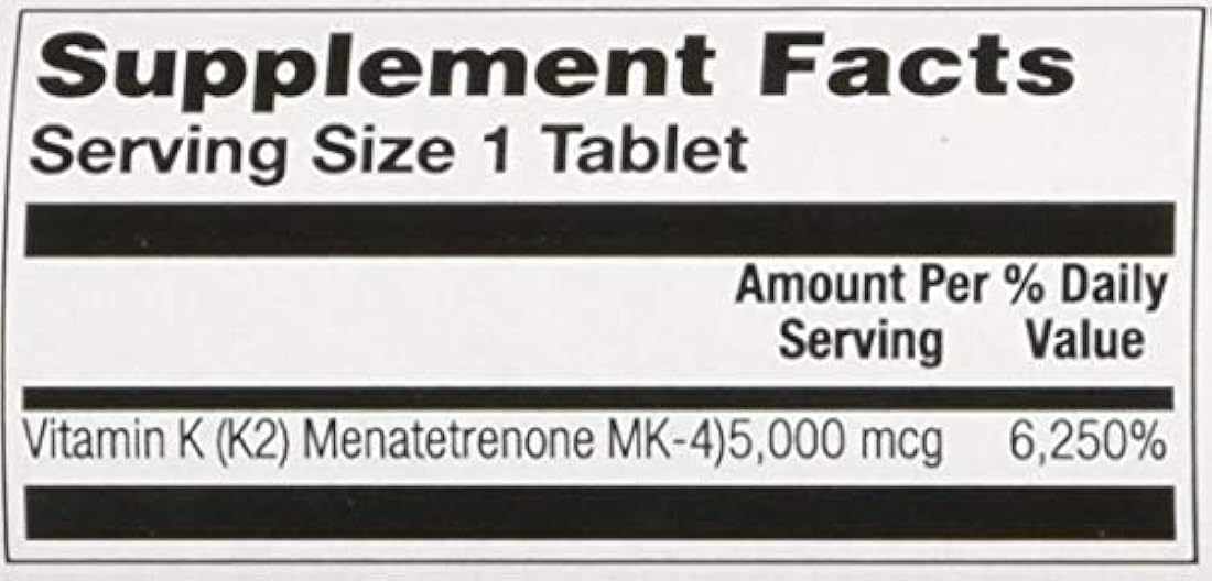 Nature's Life K-2, menatetrenona, 5000 mcg, 60 tabletas