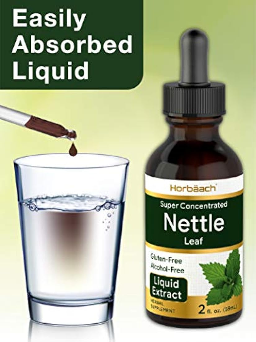 Extracto de hoja de ortiga, 2 onzas, sin alcohol,vegetariano
