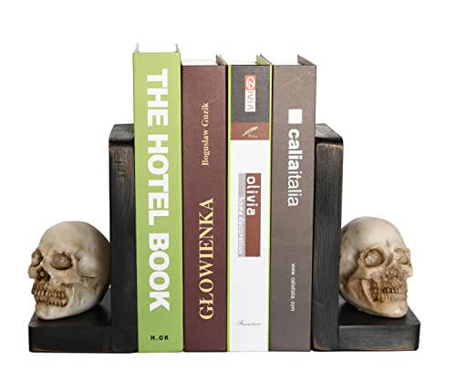 OwlGift Sujetalibros decorativos de calavera de Halloween