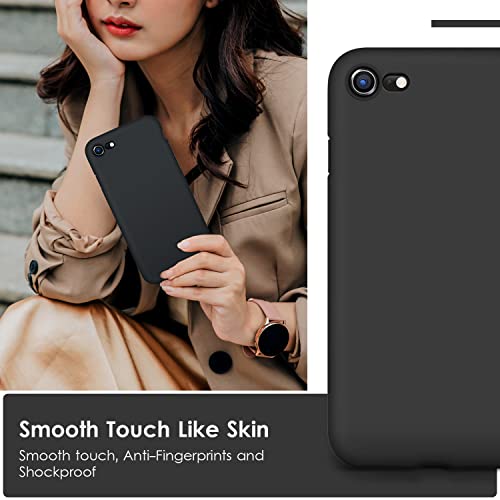 DTTOCASE - Funda para iPhone SE 2022/2020, iPhone 8, iPhone 7, funda de silicona líquida para iPhone SE 8 7 de 4.7 pulgadas, funda protectora colorida suave y sedosa para niñas y mujeres, color negro