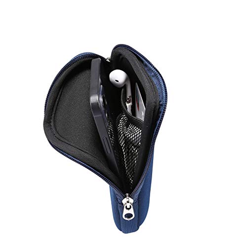 Funda de neopreno con cremallera para teléfono celular, con cordón para el cuello, para Samsung Galaxy S22 Ultra S21 Ultra S20 Plus A03S A21s A13 A12, Moto G Pure G Stylus 2021, OnePlus 9 Pro, BLU, TCL (Azul-XL)