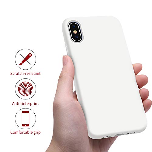 OTOFLY Funda de goma de gel de silicona líquida a prueba de golpes para iPhone Xs/iPhone X, antiarañazos y huellas dactilares, compatible con iPhone X/iPhone Xs de 5.8 pulgadas (2018), color blanco