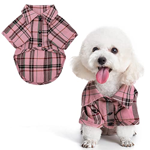 Camisa a cuadros para perros, linda camiseta polo para cachorros, ropa suave para mascotas para perros pequeños, medianos y grandes, S