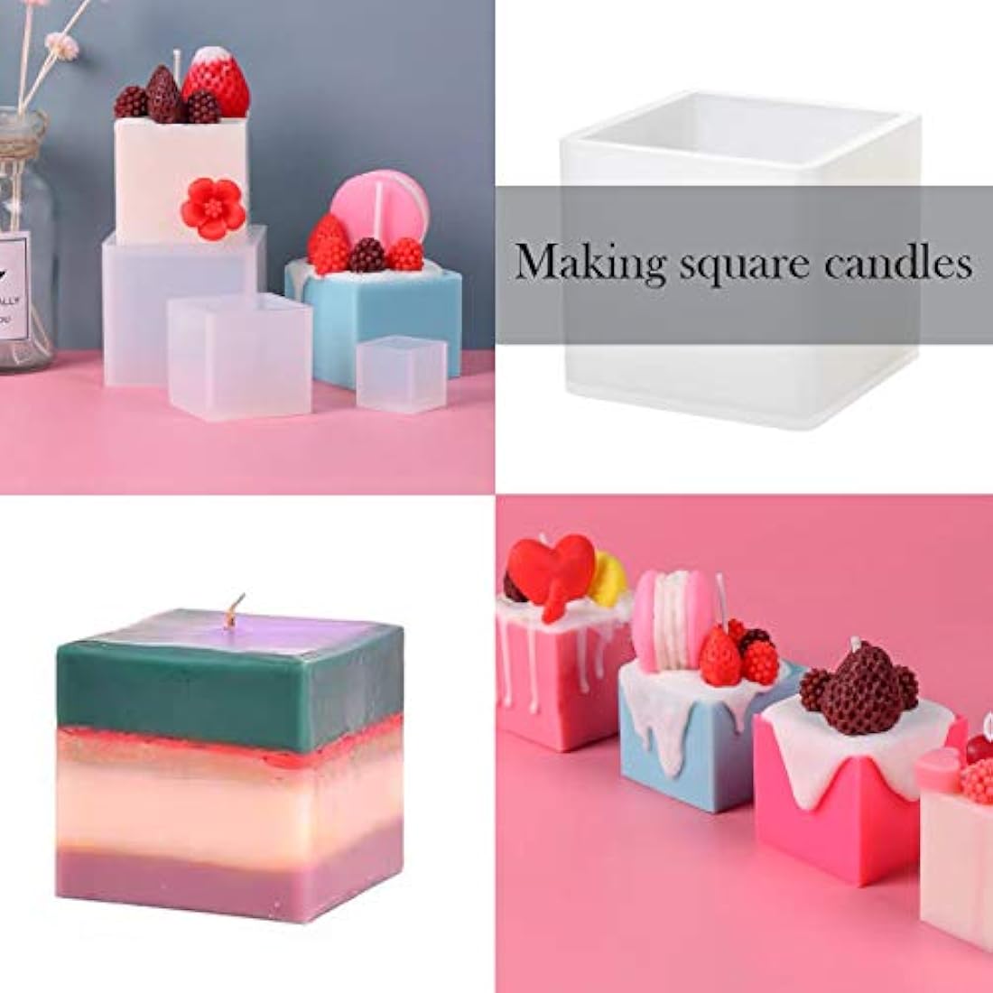 4 moldes cuadrados de resina -de silicona hacer recuerdos y hacer velas