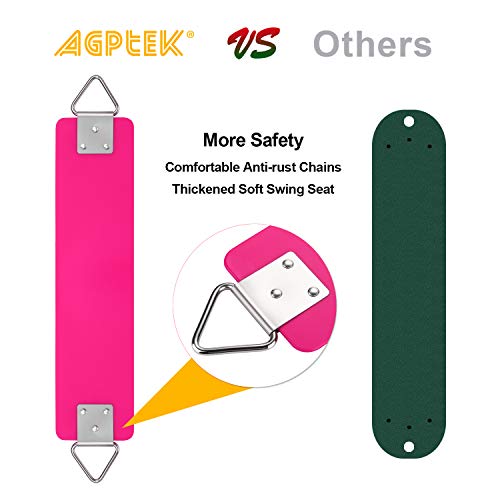 Swing Set, AGPTEK Swing Seat with 66 Inch Anti-Rust Chains Thermoplastic Coated, Support 660lb, Swing Seat Cushion Accessories Replacement with Snap Hooks for Outdoors, Playground, Jungle & Gym, Pink