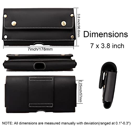 Topstache Funda de cuero para teléfono con cinta para cinturón, dos bolsillos, funda para teléfono celular, tarjetero de cuero, cartera para dinero en efectivo y teléfono, soporte para teléfono para iPhone 13 Pro Max, 13 Pro, color negro