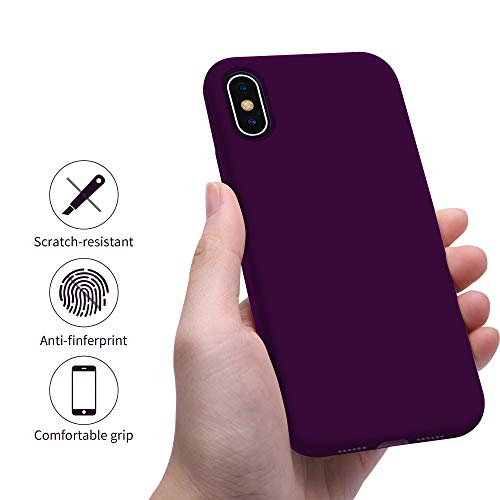OTOFLY Funda de goma de gel de silicona líquida a prueba de golpes para iPhone Xs/iPhone X, antiarañazos y huellas dactilares, compatible con iPhone X/iPhone Xs de 5.8 pulgadas (2018), (morado)