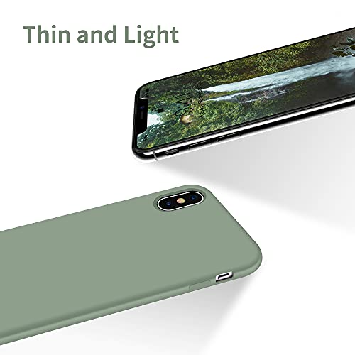 OTOFLY - Funda ultrafina de goma de silicona suave de alta calidad, funda protectora de cuerpo completo, compatible con Apple iPhone X/Xs de 5.8 pulgadas (verde Calke)