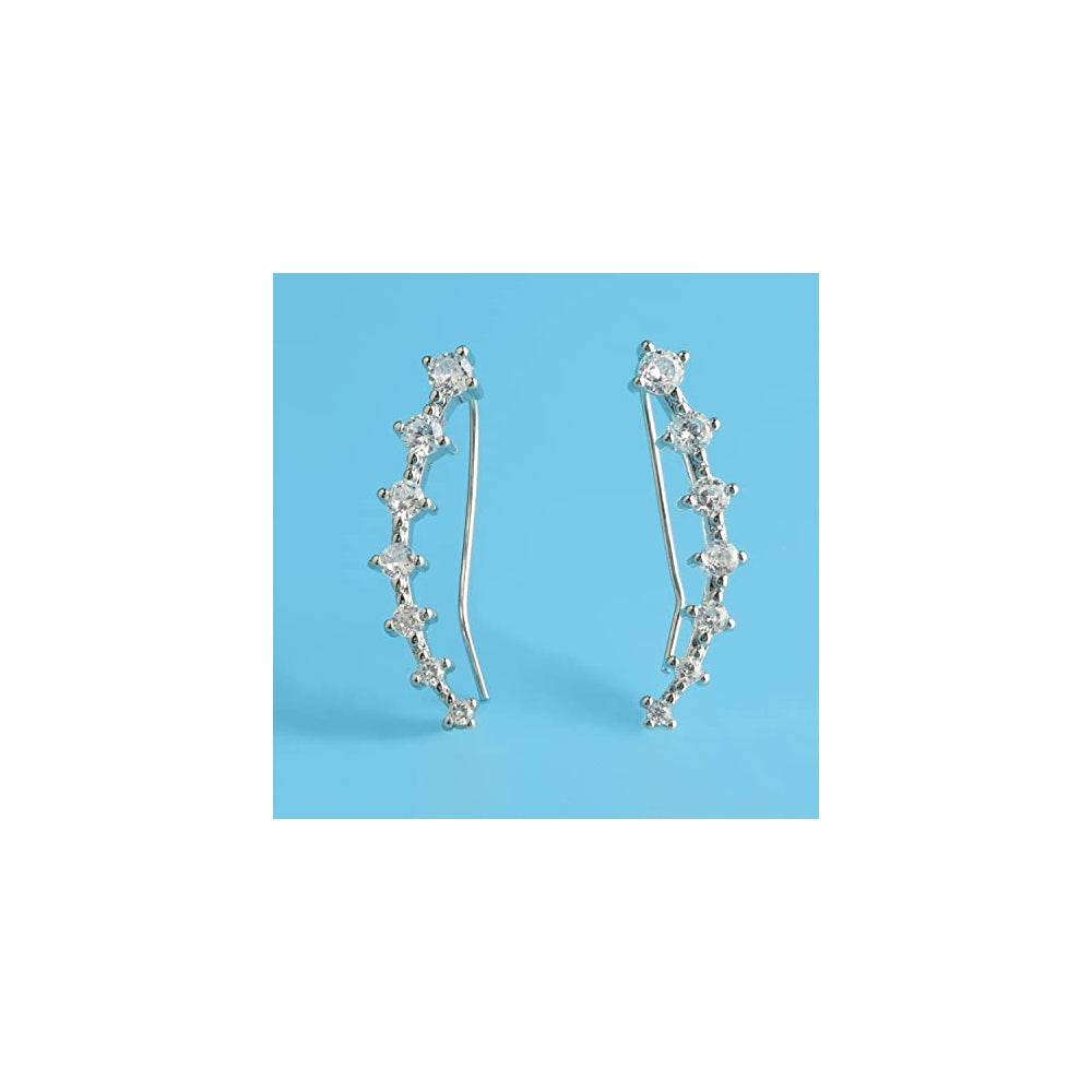 Aretes de 7 cristales de plata hipoalergénicos para mujeres