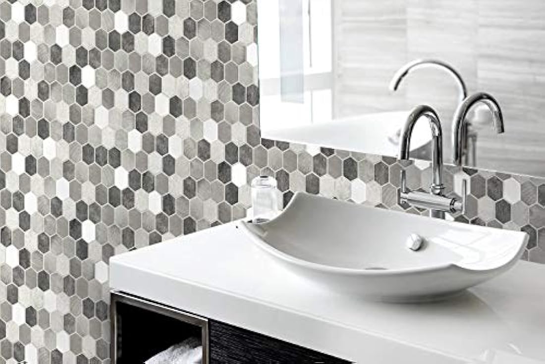 Papel pintado para azulejos hexagonales cepillados y adhesivos