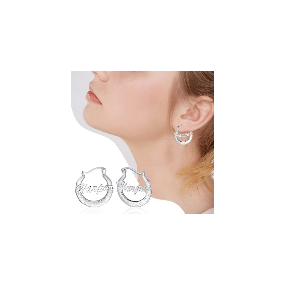 Aretes de aro de bambú personalizados para mujeres