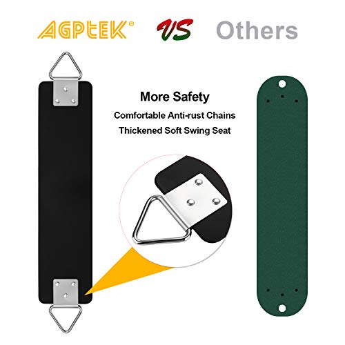AGPTEK - Juego de columpio, asiento basculante con cadenas de 65.7 in, revestimiento de termoplástico, soporte de 660 libras, asiento oscilante, accesorios de repuesto con ganchos para exteriores, patio de recreo, selva y gimnasio, color negro