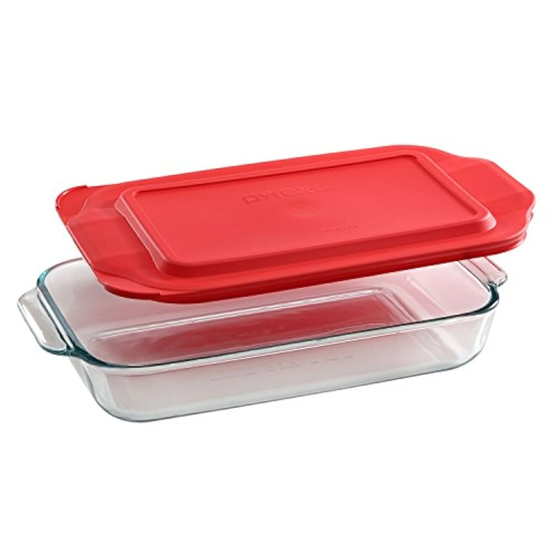 Bandeja  oblongo con cubierta roja Pyrex