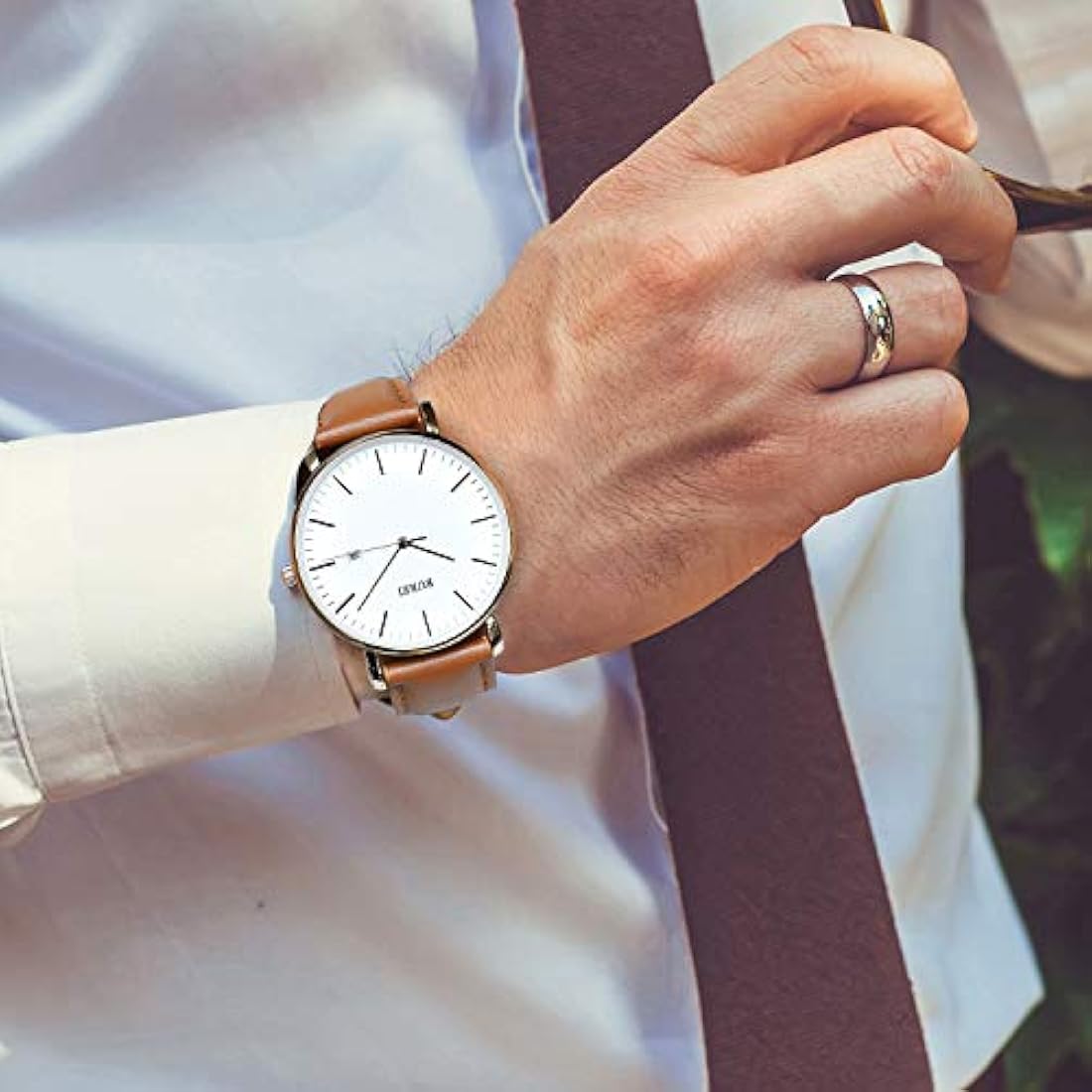 BUREI - Reloj de pulsera analógico para hombre con fecha