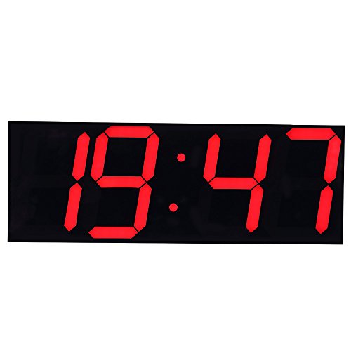 Reloj de pared LED digital Jumbo de control remotoegresiva, termómetro grande, reloj de silencio (rojo, carcasa)