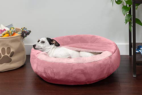 Furhaven Cozy Pet Beds for Small, Medium, and Large Dogs and Cats - Snuggery Hooded Burrowing Cave Tent, Deep Dish Cushion Donut Dog Bed with Attached Blanket, and More