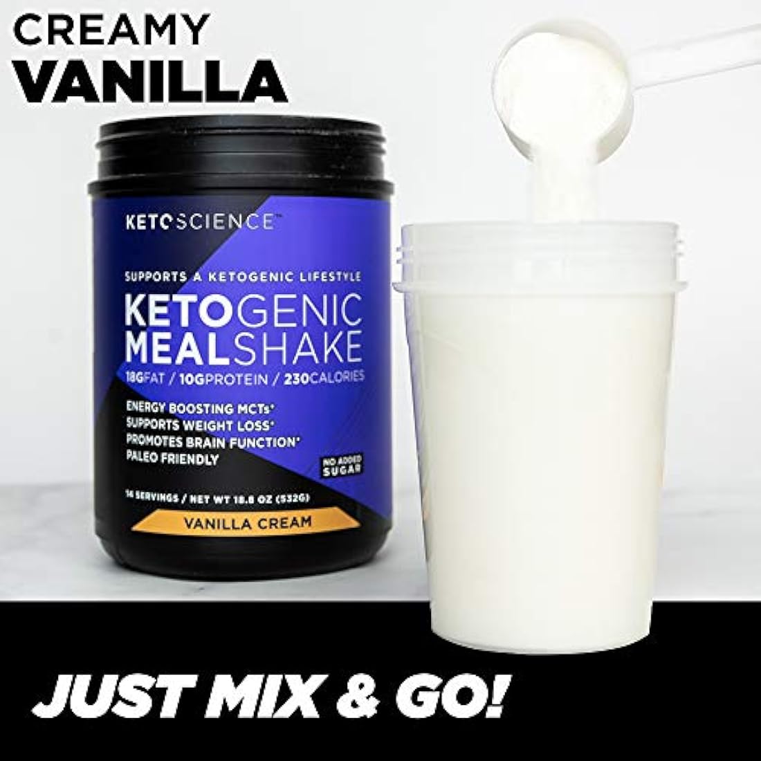 Suplemento dietético de vainilla y batido cetogénico