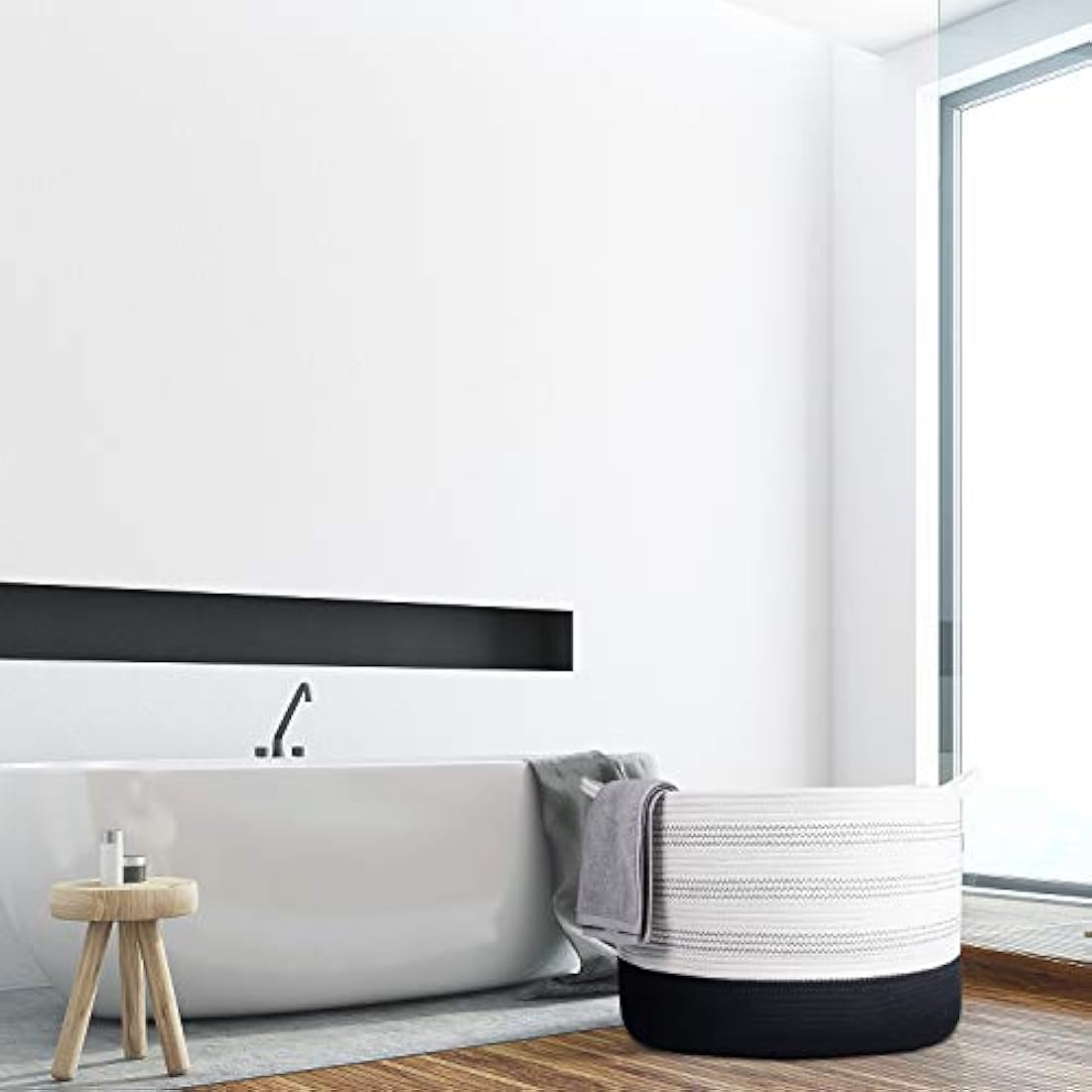 Cesta de almacenamiento extra grande - 22 X 22 X 14 XXXL Cesta de almacenamiento de juguete extra grande - Cesta de lavandería tejida con asas - Cesta decorativa extra grande para mantas, redonda, suave, para sala de estar para niños