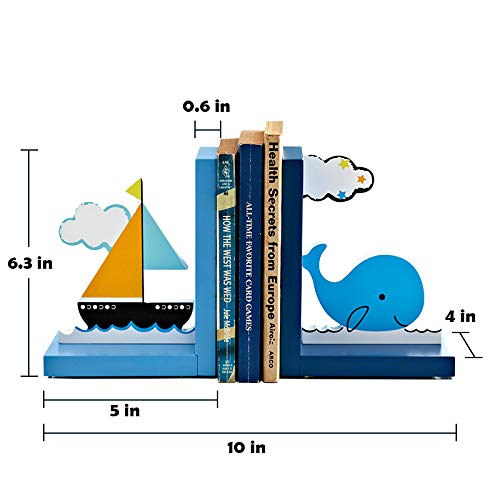 JHNIF Un par de sujetalibros de madera de dibujos animados