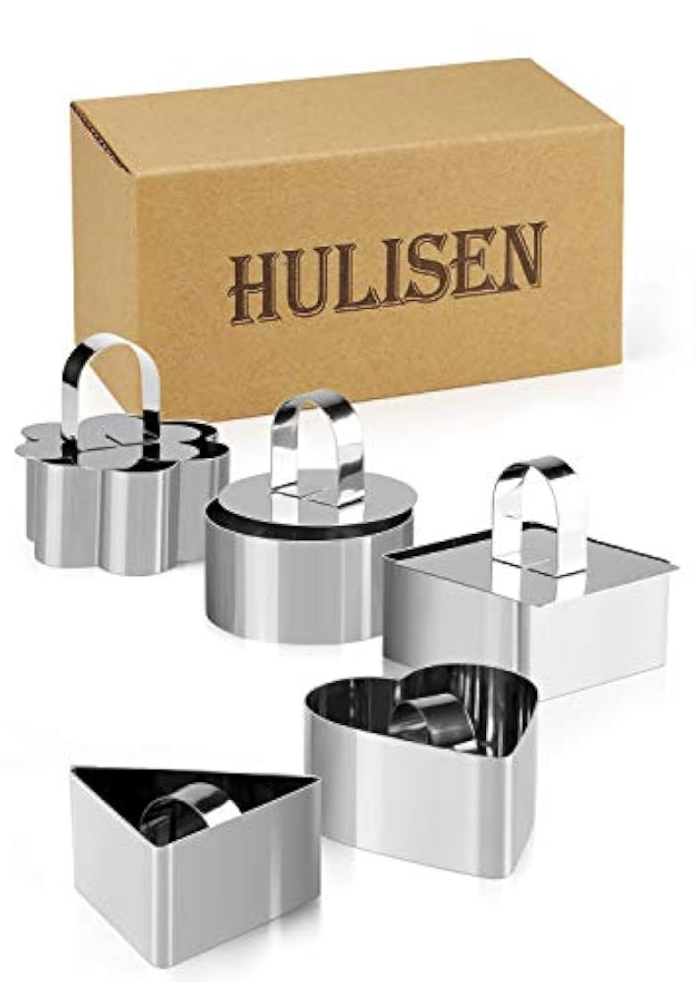 HULISEN Set de 5 anillos para tortas, acero inoxidable