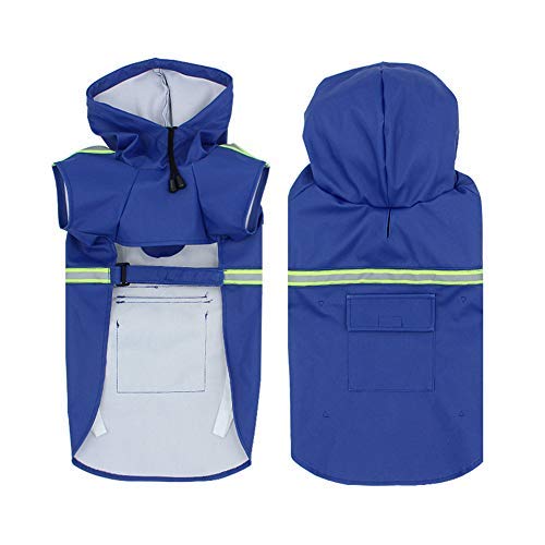FEimaX Chubasquero para perro, impermeable, con capucha para perros medianos y grandes, con capucha ligera, resistente al viento, para caminar al aire libre (S (pecho: 13.3 pulgadas, cuerpo 9.8 pulgadas), azul)