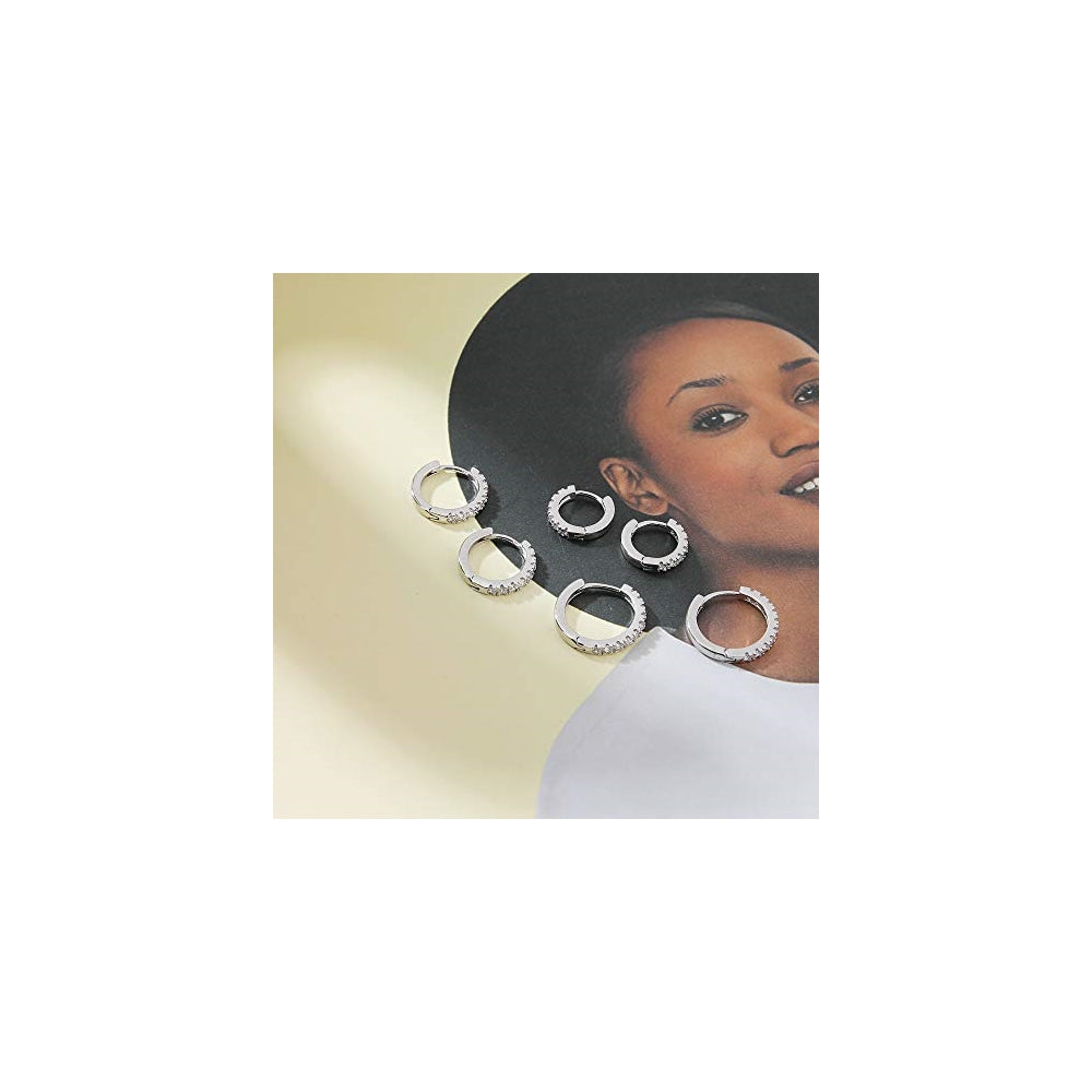 Aretes pequeños de aro para mujeres 3 pares
