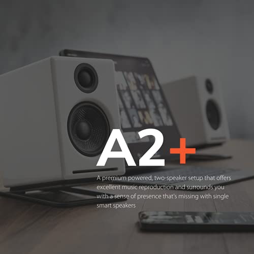 Audioengine A2+ - Altavoces de escritorio con alimentación de 60 W | DAC y amplificador integrados de 24 bits | Codec aptX Bluetooth, conexión USB directa, entradas de audio de 0.138 pulgadas y RCA | Cables incluidos Blanco