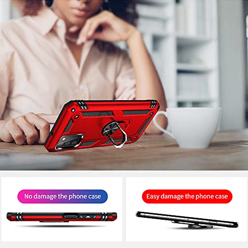 Funda para Samsung A03S, Galaxy A03S con protector de pantalla HD, Yiakeng fundas protectoras de grado militar con anillo para Samsung Galaxy A03S (rojo)