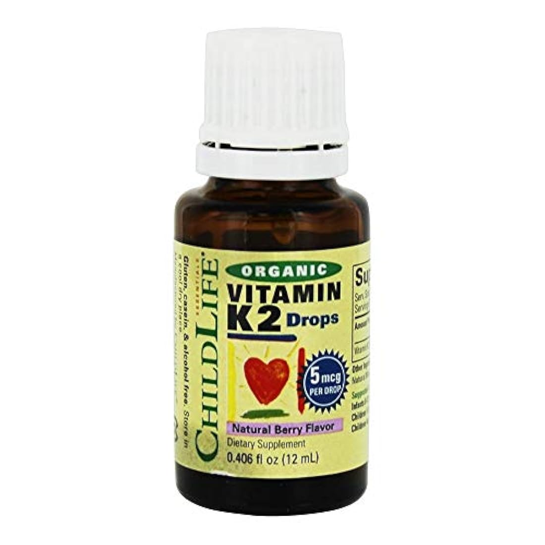 Botella de cristal de bayas naturales de vitamina K2 orgánico, 0,95 libras