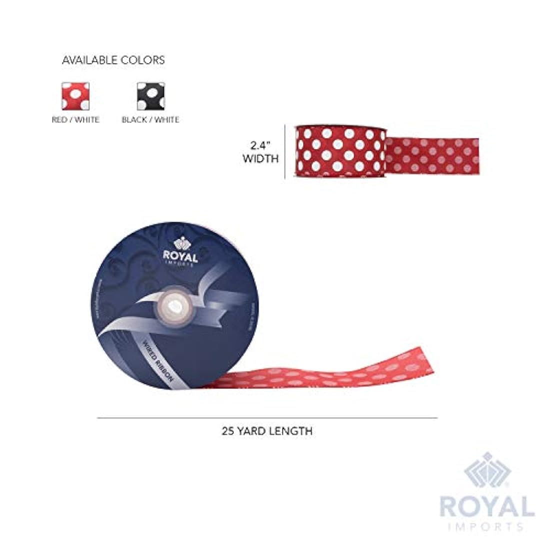 Royal Imports Cinta de lunares, diseño de círculos de 2.5 in