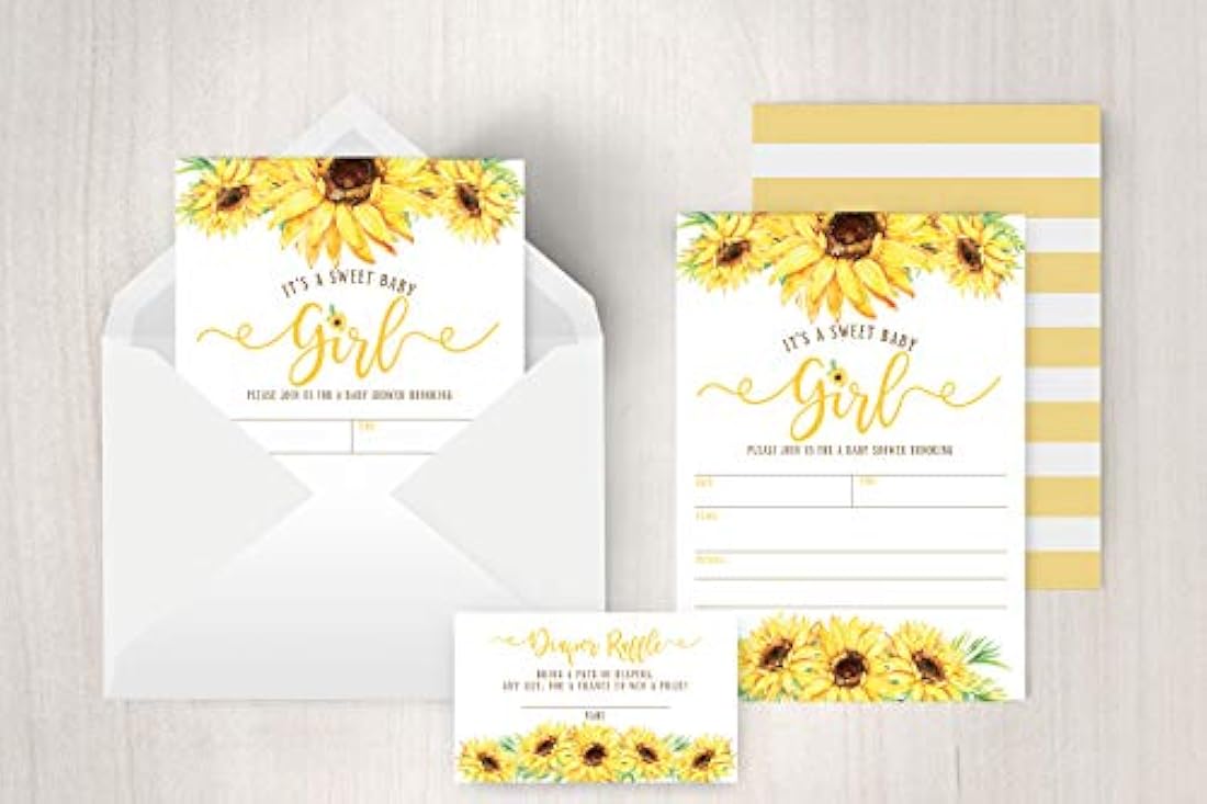 Invitaciones para baby shower con diseño de girasol