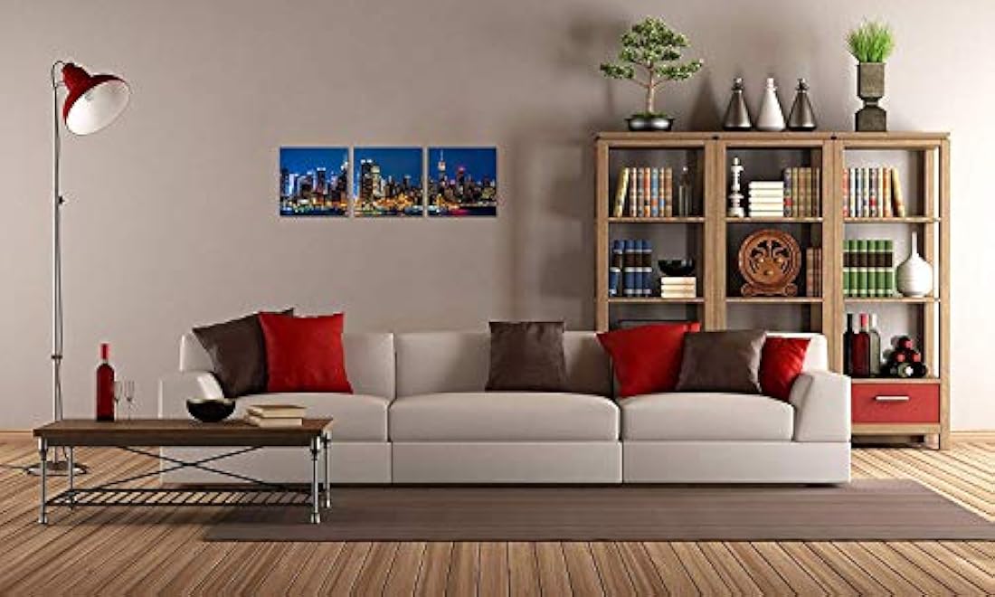 Cuadro de pared con diseño de ciudad de Nueva York en blanco