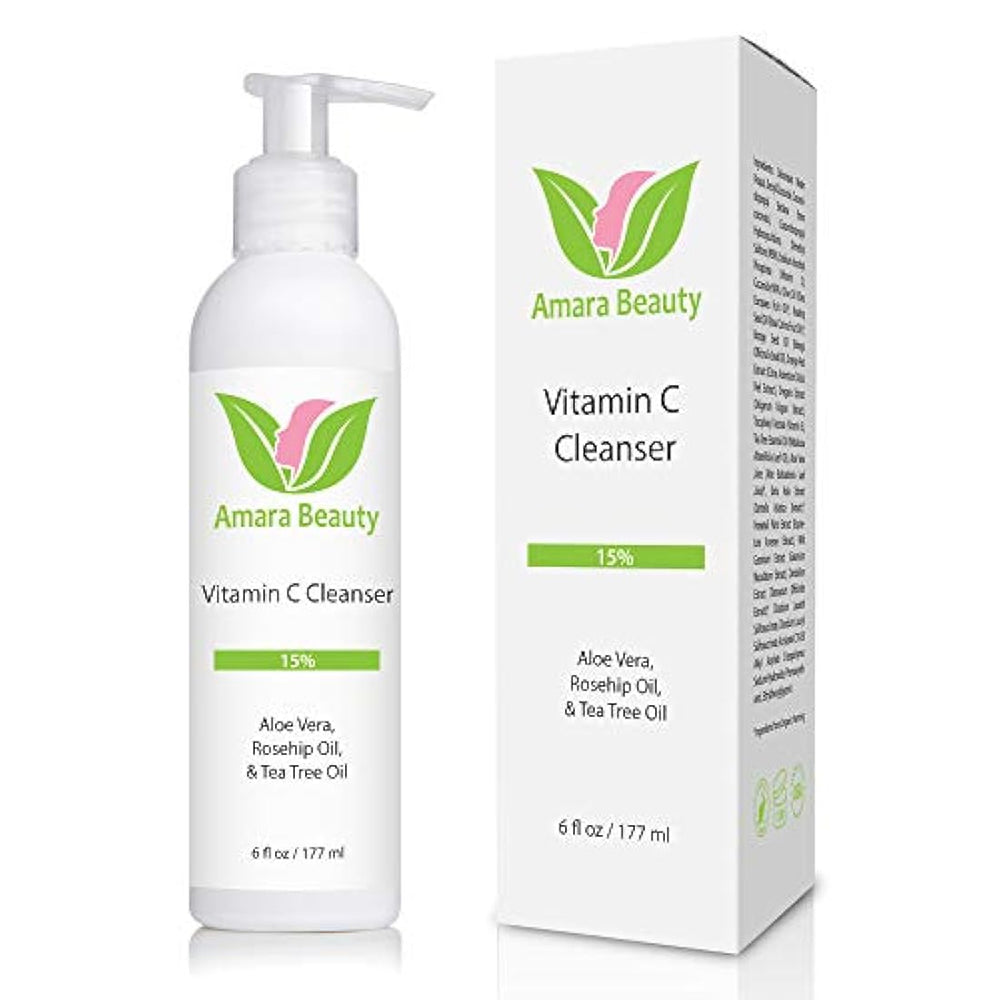 Amara Organics Limpiador facial con 15% de Vitamina C, 6 fl