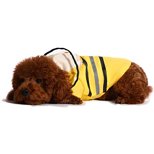 Wizland Chubasquero para perros con capucha, ligera, impermeable, XS a XXL para perros y cachorros (amarillo, XS)